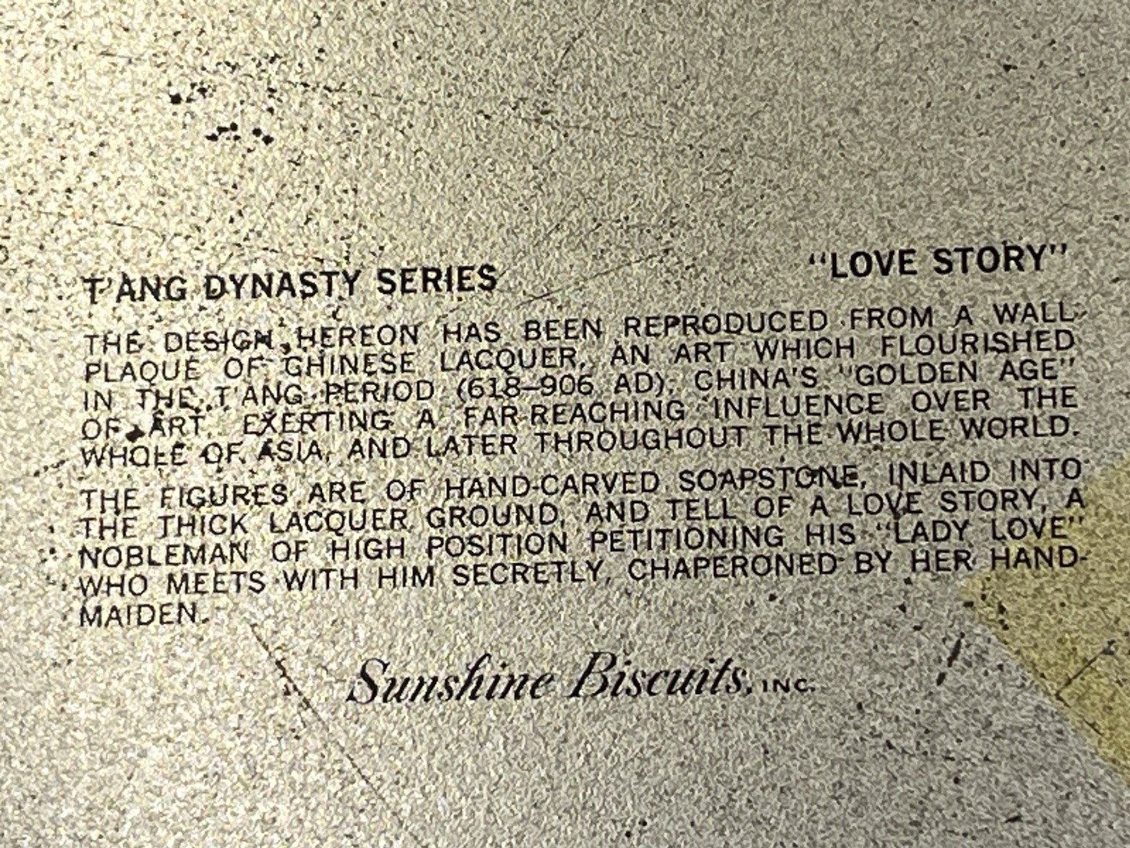 Vintage 13.5″ Sunshine Biscuits Tin Tray T’ang Dynasty Love Story Chinoiserie