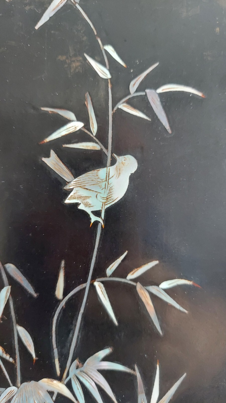 2 VTG Asian Mother of Pearl Floral Birds & Butterflies Wall Panels 15″x6″ (U14)