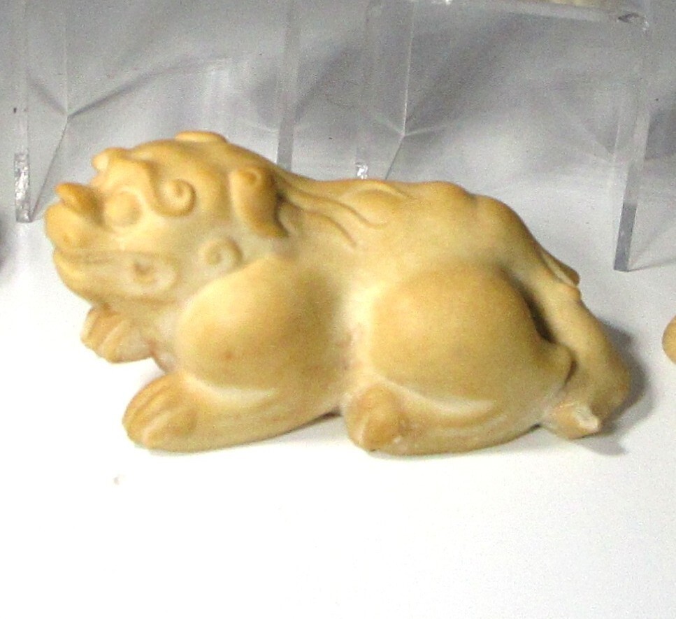 Asian Chinese Japanese Carved Foo Dog Lion Boxwood ? Figure 4″