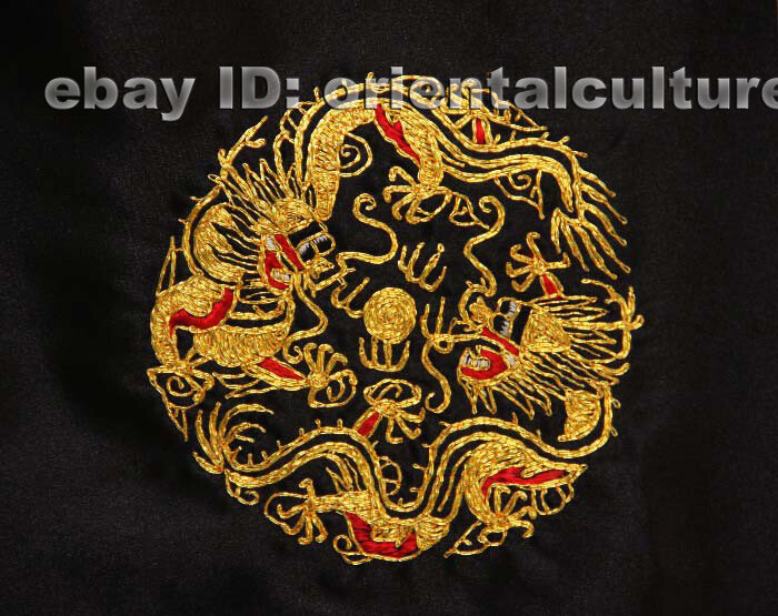 Chinese totally 100% hand embroidered silk suzhou embroidery art:double dragons