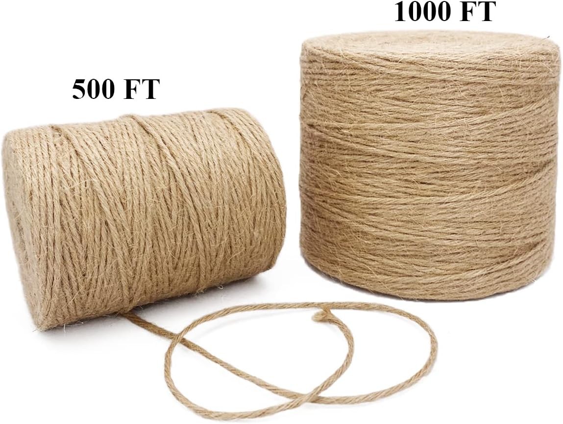 500FT Jute Twine Rope 3mm Natural Thick Garden Twine String Heavy Duty