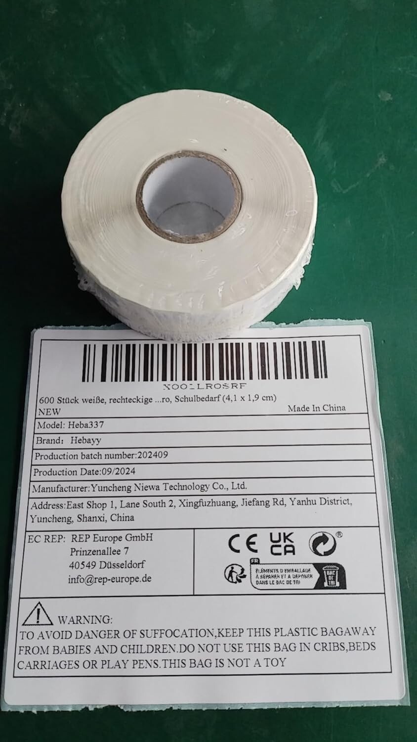 600 PCS Rectangular Stickers, Blank Write on Labels Self-Adhesive Roll White