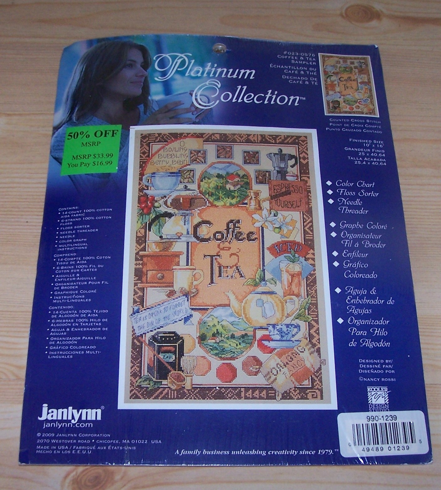 2009 Janlynn Platinum Coffee & Tea Sampler 023-0576 Counted Cross Stitch Kit NIP