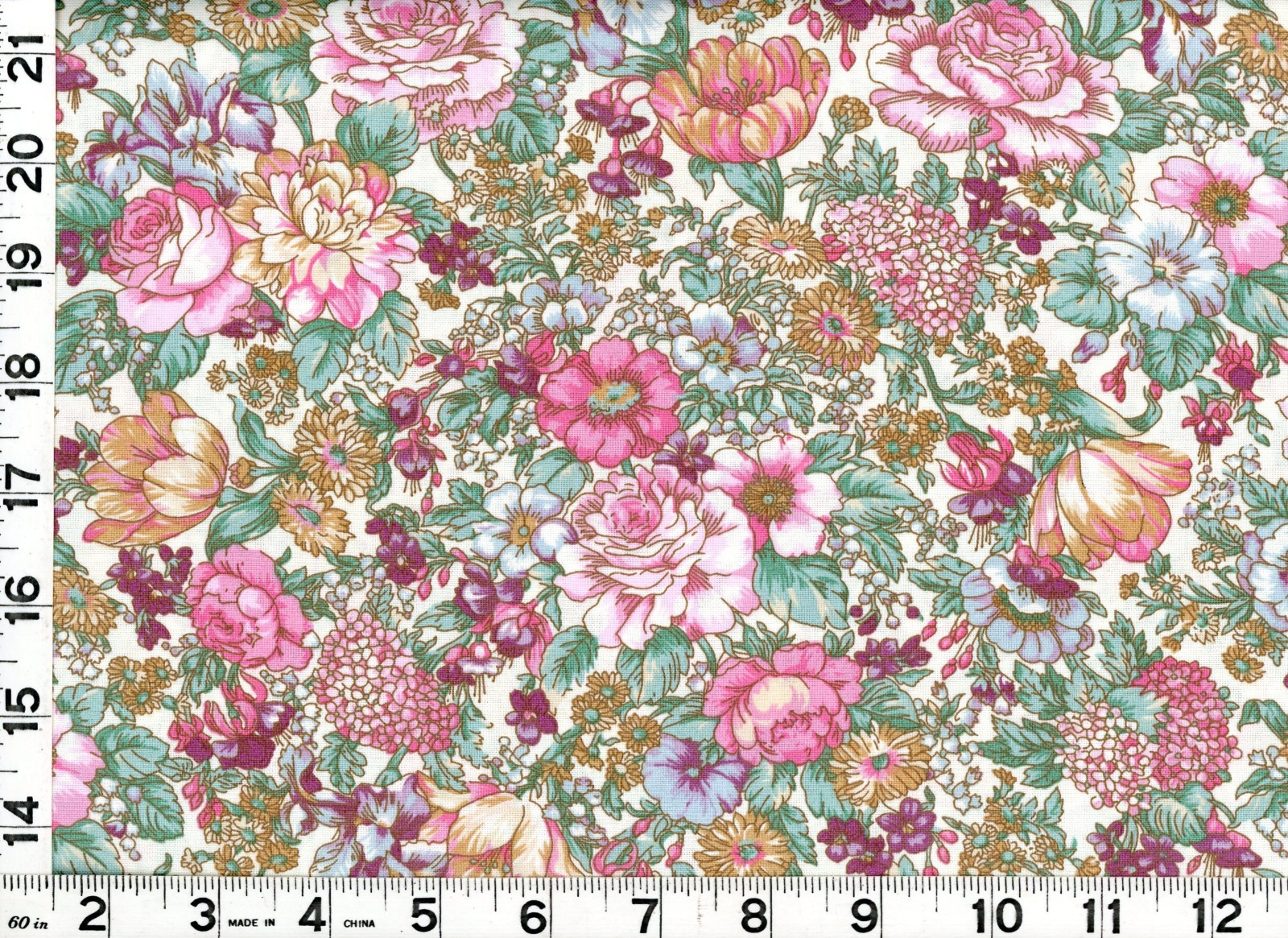 Dark Pink White & Yellow Spring Flowers Quilting & Sewing Fabric by Yard #939