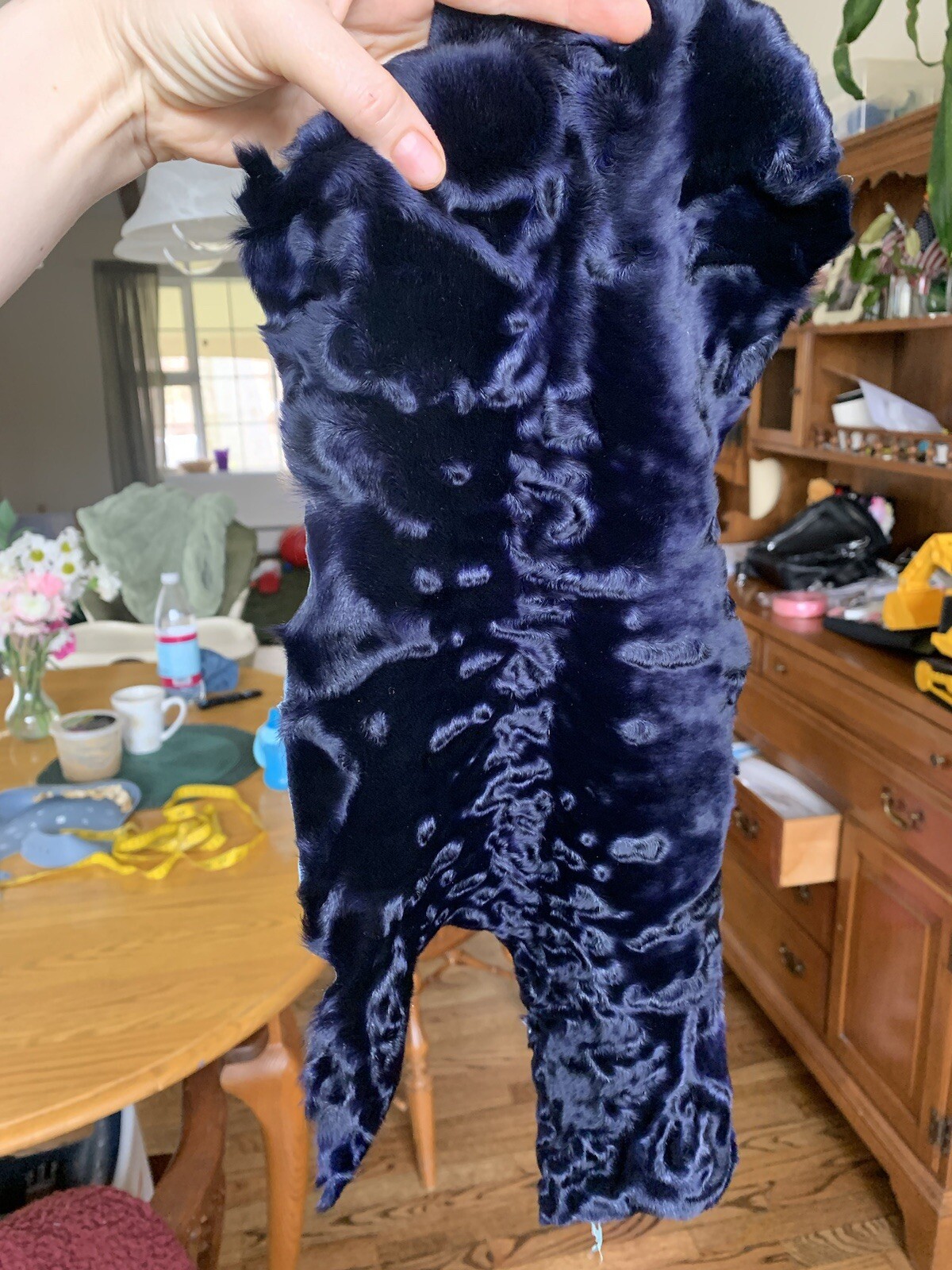 Broadtail Piece Deep Purple ( Ink Color) karakul karakulcha Persian Lamb