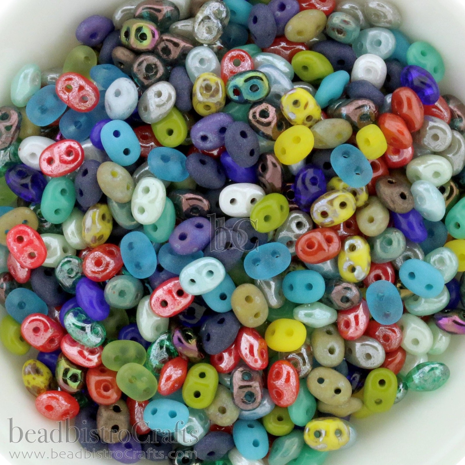 Czech SuperDuo 2-Hole Beads, END of DAY MIX 2.5x5mm ~ 20 Grams