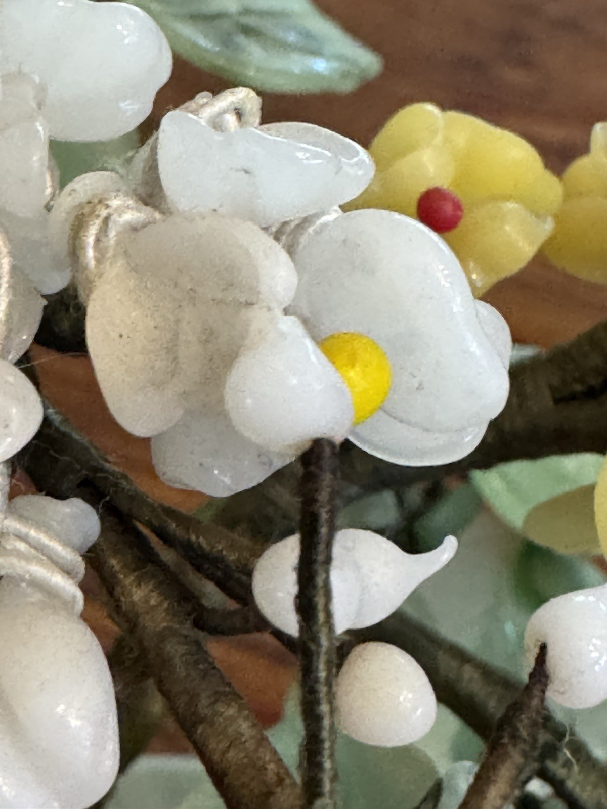 Antique Serpentine Jade and Semi Precious Stone Handcrafted Japanese Bonsai Tree