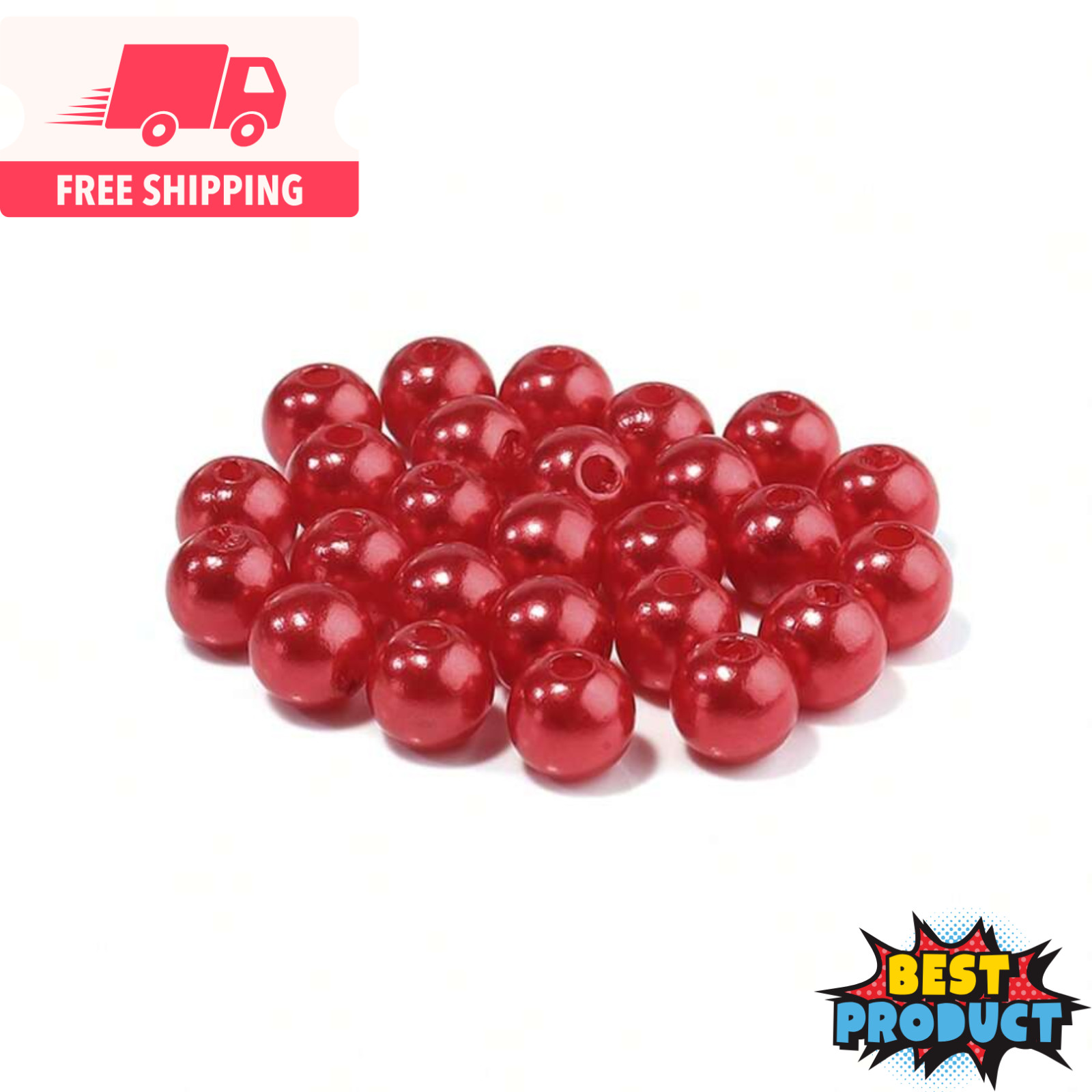 1000x Faux Pearl Beads Colorful Straight Hole 3-10mm Beads for Making Jewellery