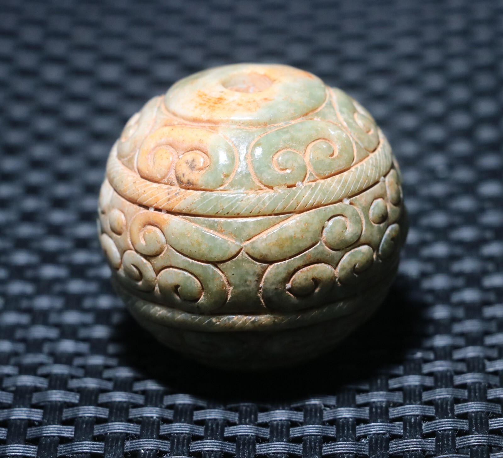 Exquisite Chinese Hetian Old JADE Linking Fortune Large Ball Sphere 40MM ZZY_46s