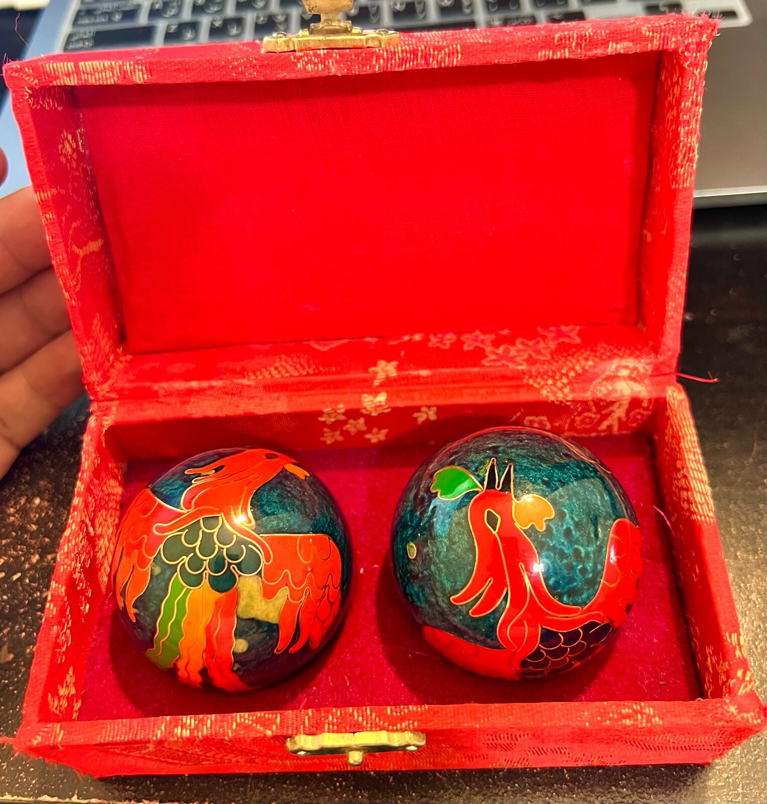 DRAGON & BIRD of Paradise Chinese Iron Ball Meditation Relaxation Stress Balls.
