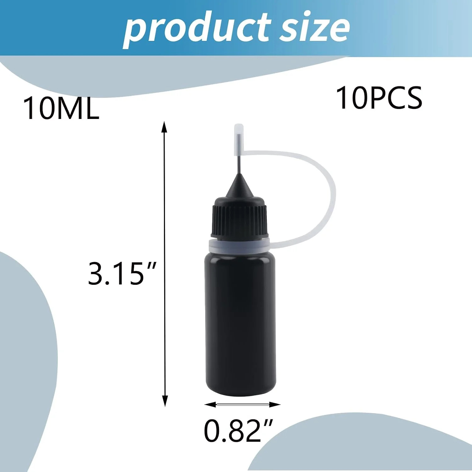 T Tulead Black Tip Applicator Metal Needle Plastic Bottle 10ml Precision Tip App