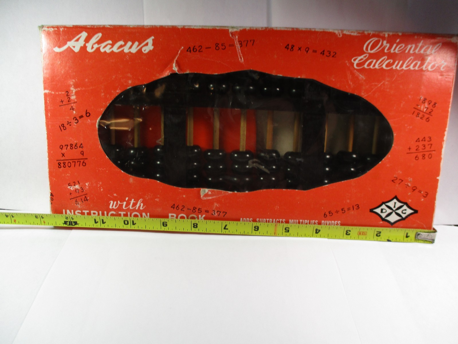 Vintage 1980’s Lotus Flower Chinese Dark Wood Abacus 91 Beads in box with manual