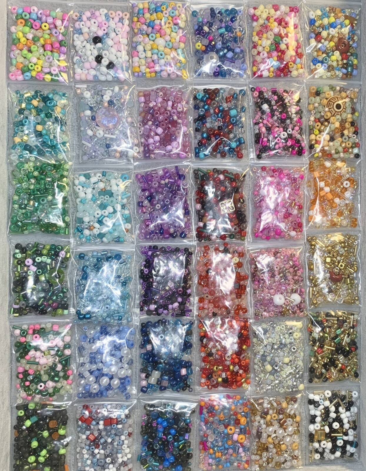 1 LB / 16 Oz/ 454 Grams Unique Mix Color Glass Seed Beads Lot 36 Packages