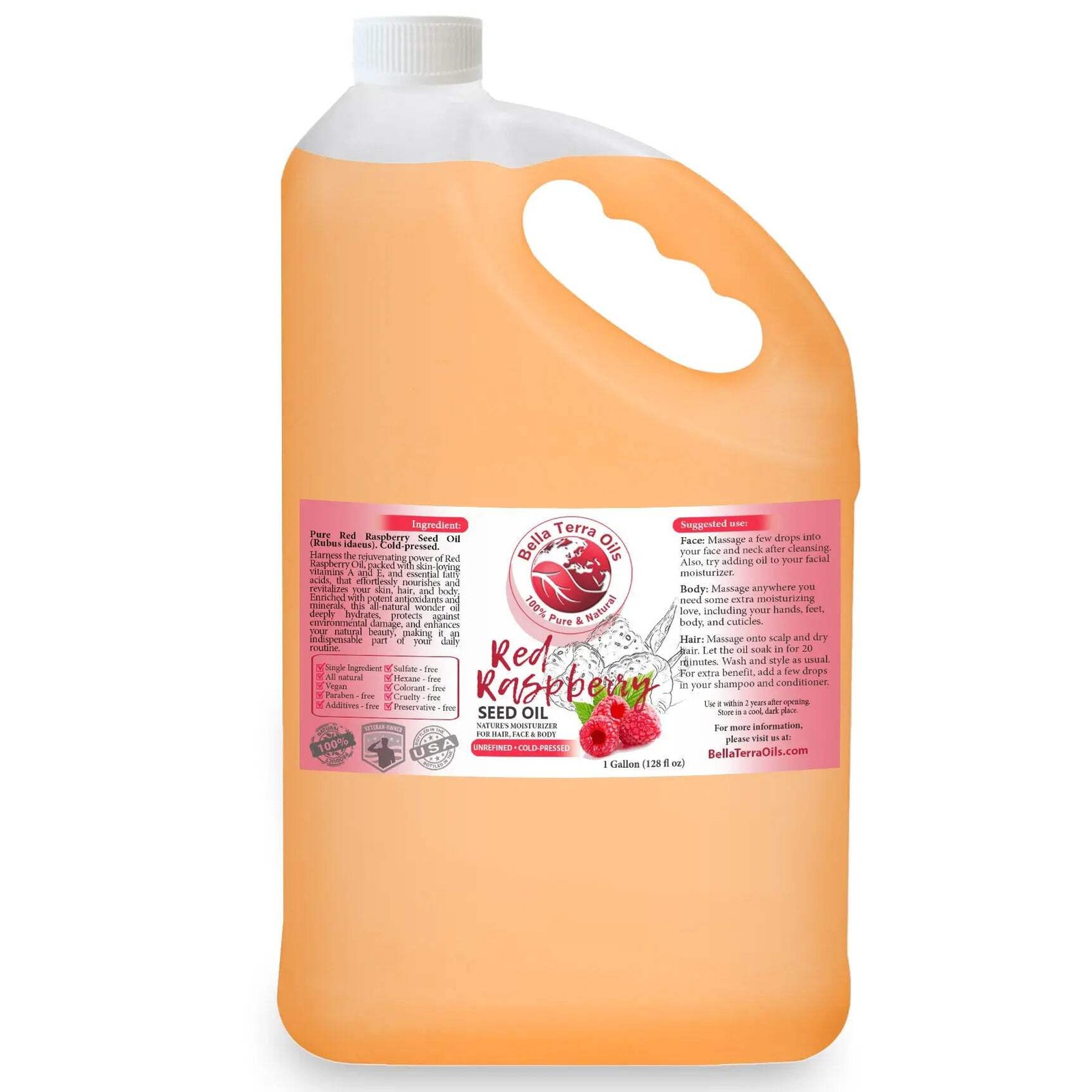 Organic Cold-Pressed Red Raspberry Seed Oil 100% Pure Skin Hair SPF Moisturizer
