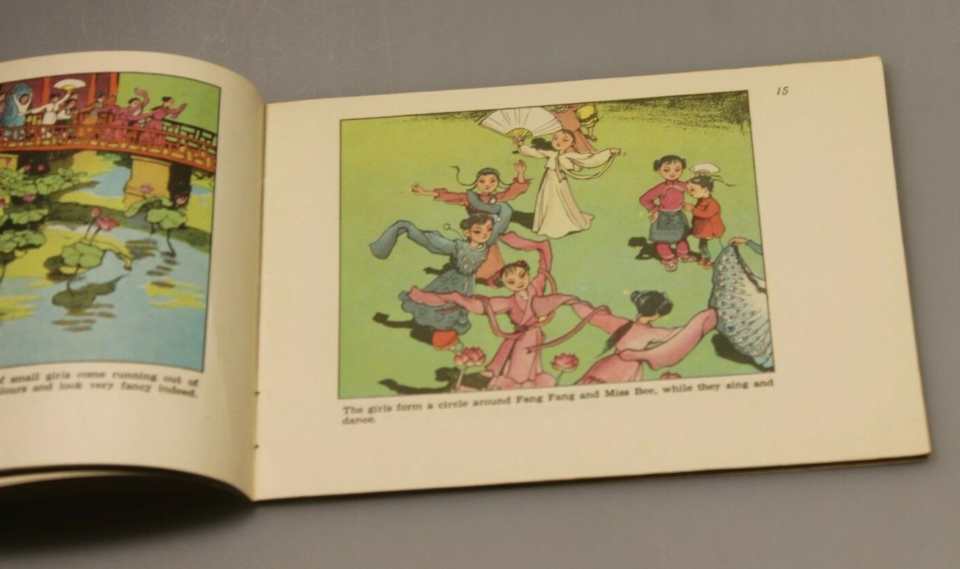 60s children book comic china vintage cartoon girl English fairy tale