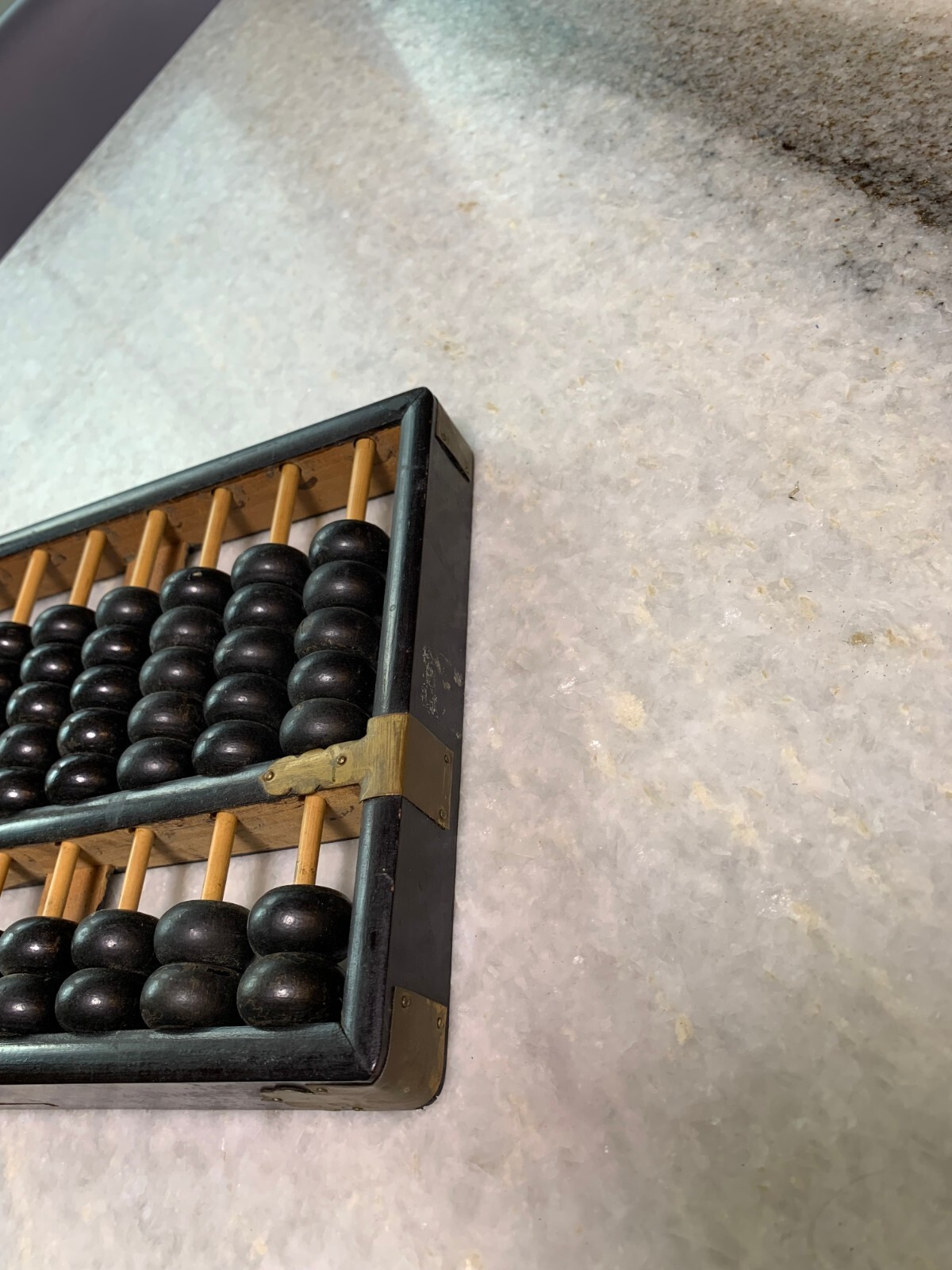 Antique Vintage Mid Century Lotus Flower Brand Wood Wooden Abacus Brass Accents!