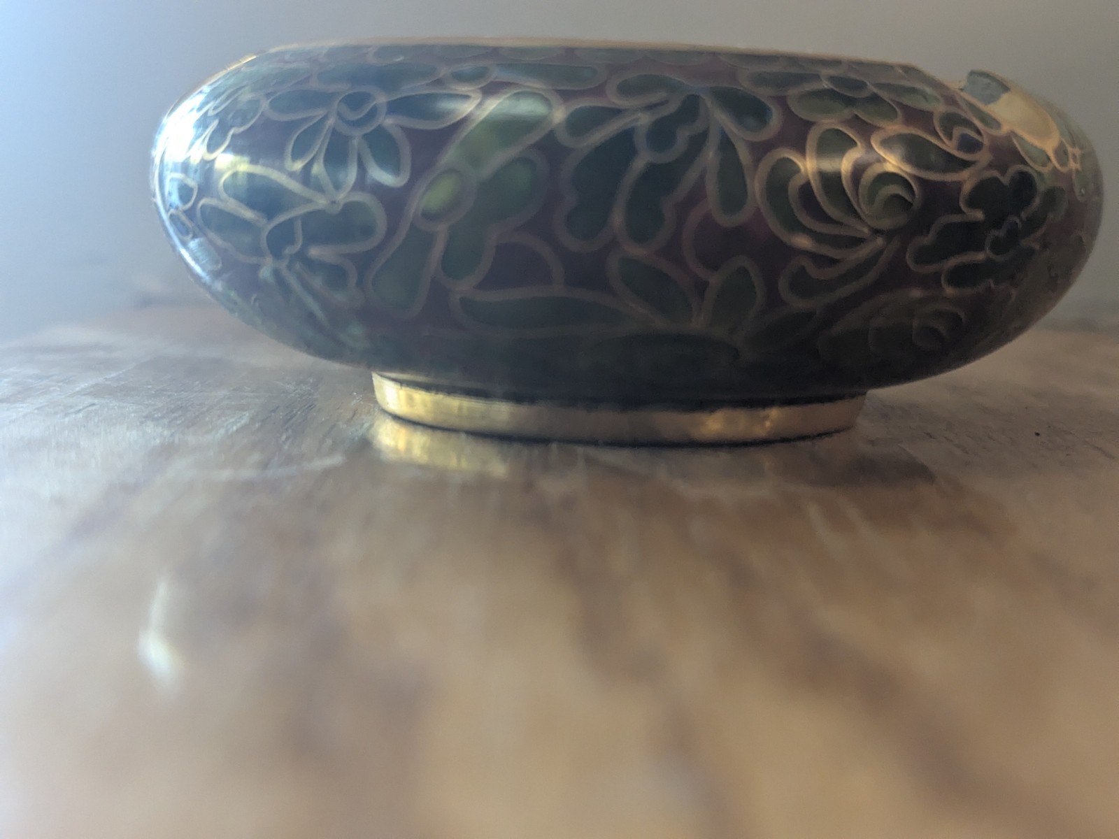 Vintage Chinese Ashtray 5″ Enamel Blue Cloisonné Gold