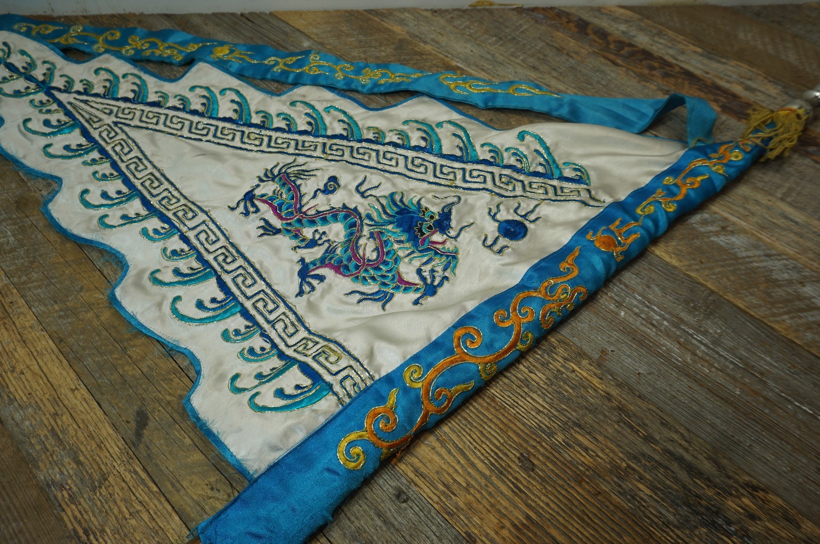 Chinese Dragon Flags bamboo poles embroidered (silk-?)