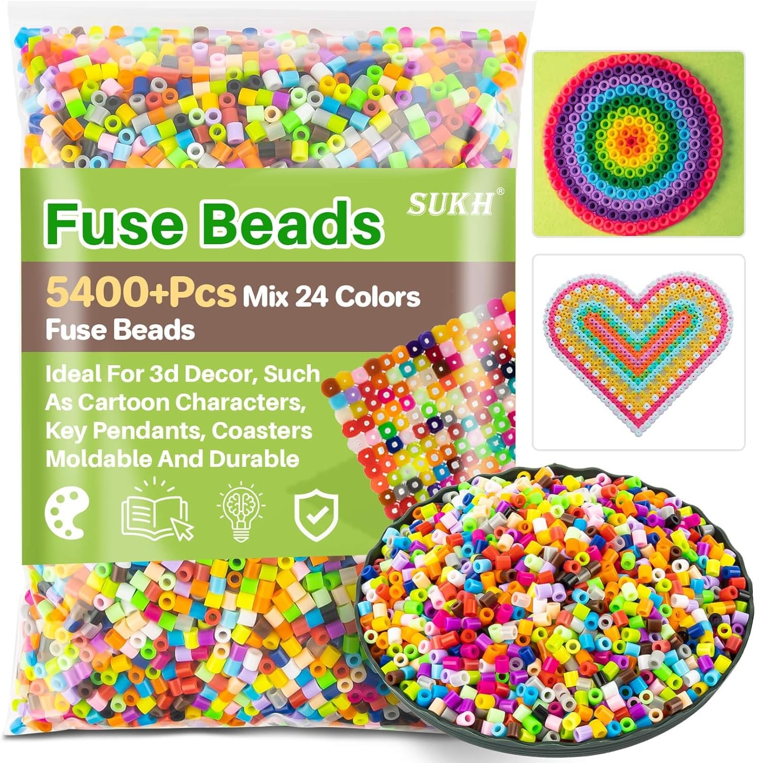 Sukh 5400+Pcs Fuse Beads – Kit Melty Small, Mixed Color