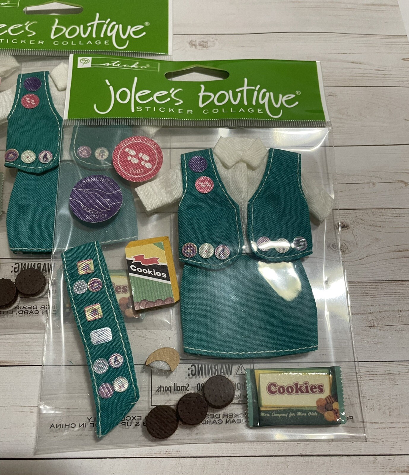 Jolee’s Girl Scout Scrapbooking Stickers Cookies Badges Uniform SPJB098 Set Of 3