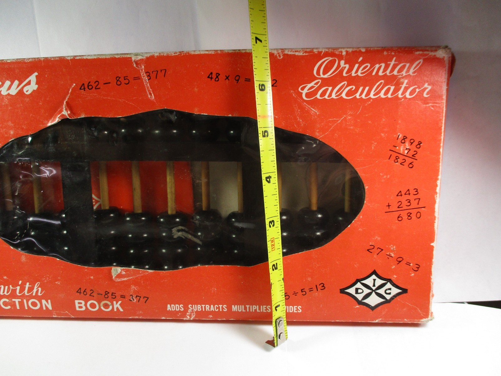 Vintage 1980’s Lotus Flower Chinese Dark Wood Abacus 91 Beads in box with manual