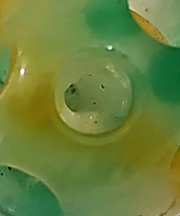 Chinese Jade Carved 2 Layer Puzzle Sphere Magic Ball Asian Multi Color 1″ Wide