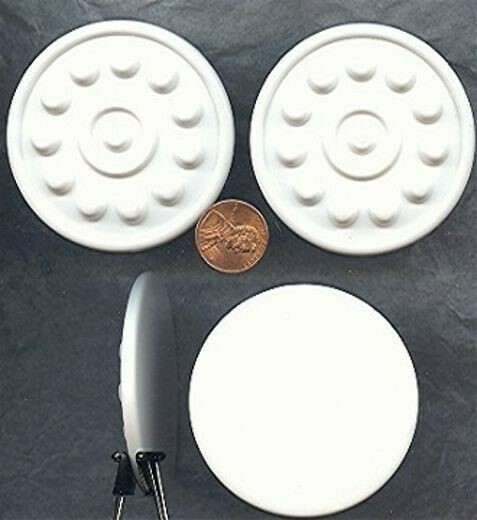 24 VINTAGE JAPAN WHITE 59mm. ROUND DIMPLE DECO CABOCHONS g198
