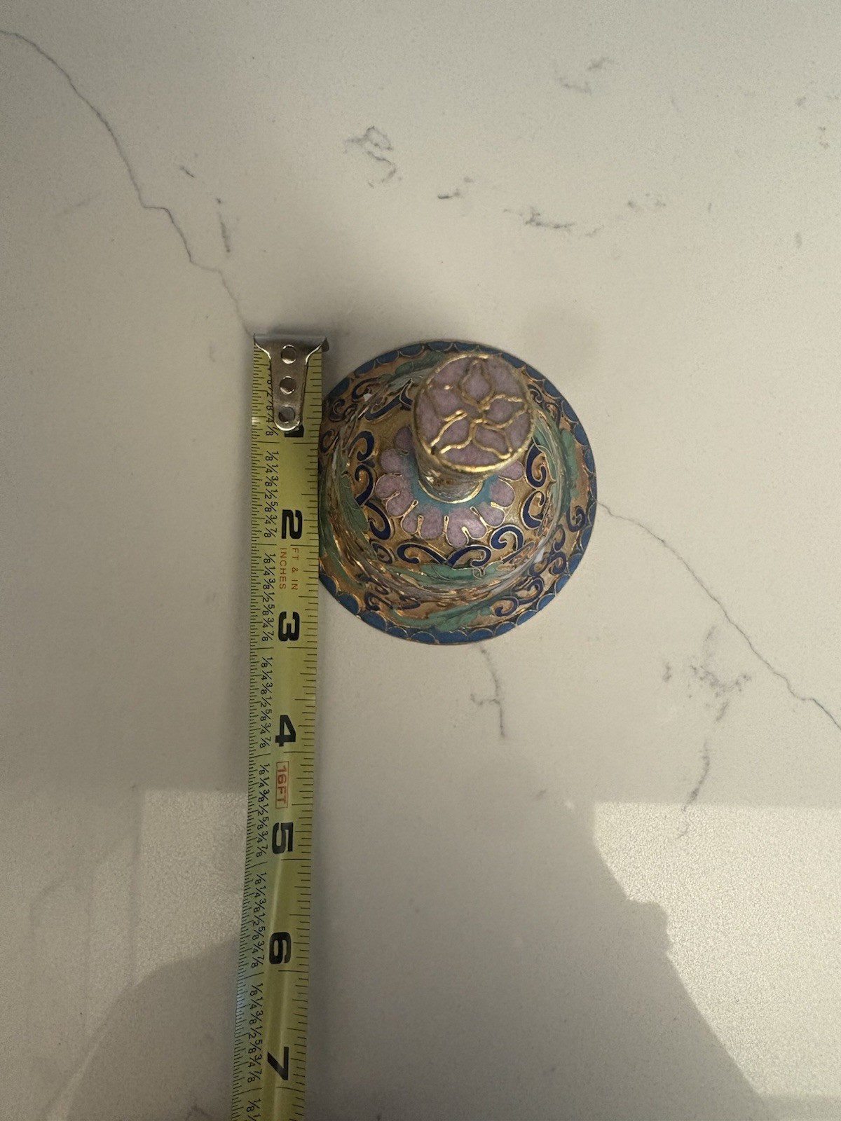 Vintage Chinese Cloisonne Enamel Floral Gold Metal Bell