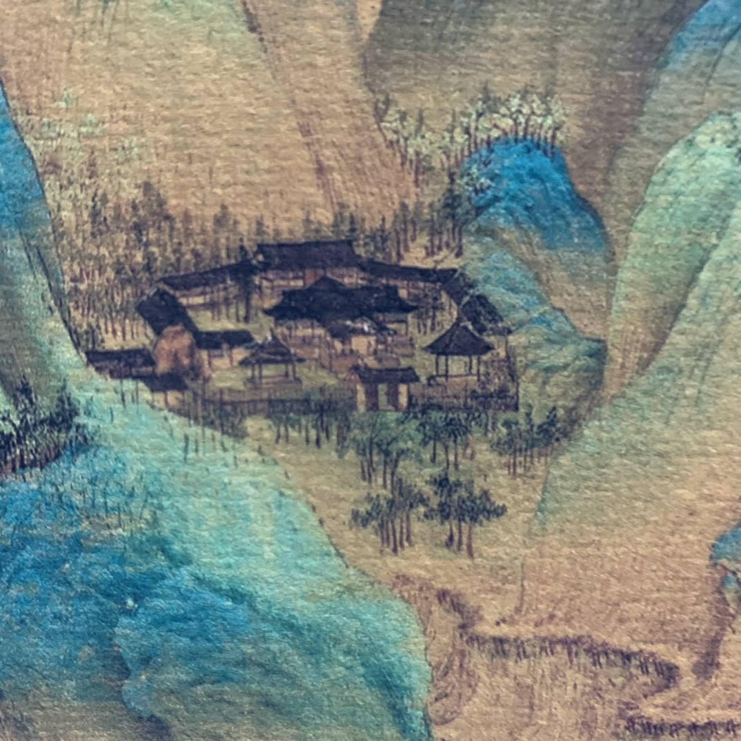 Vintage Antique Chinese Scroll Painting Thousand Li Rivers Mountains Xuan Paper
