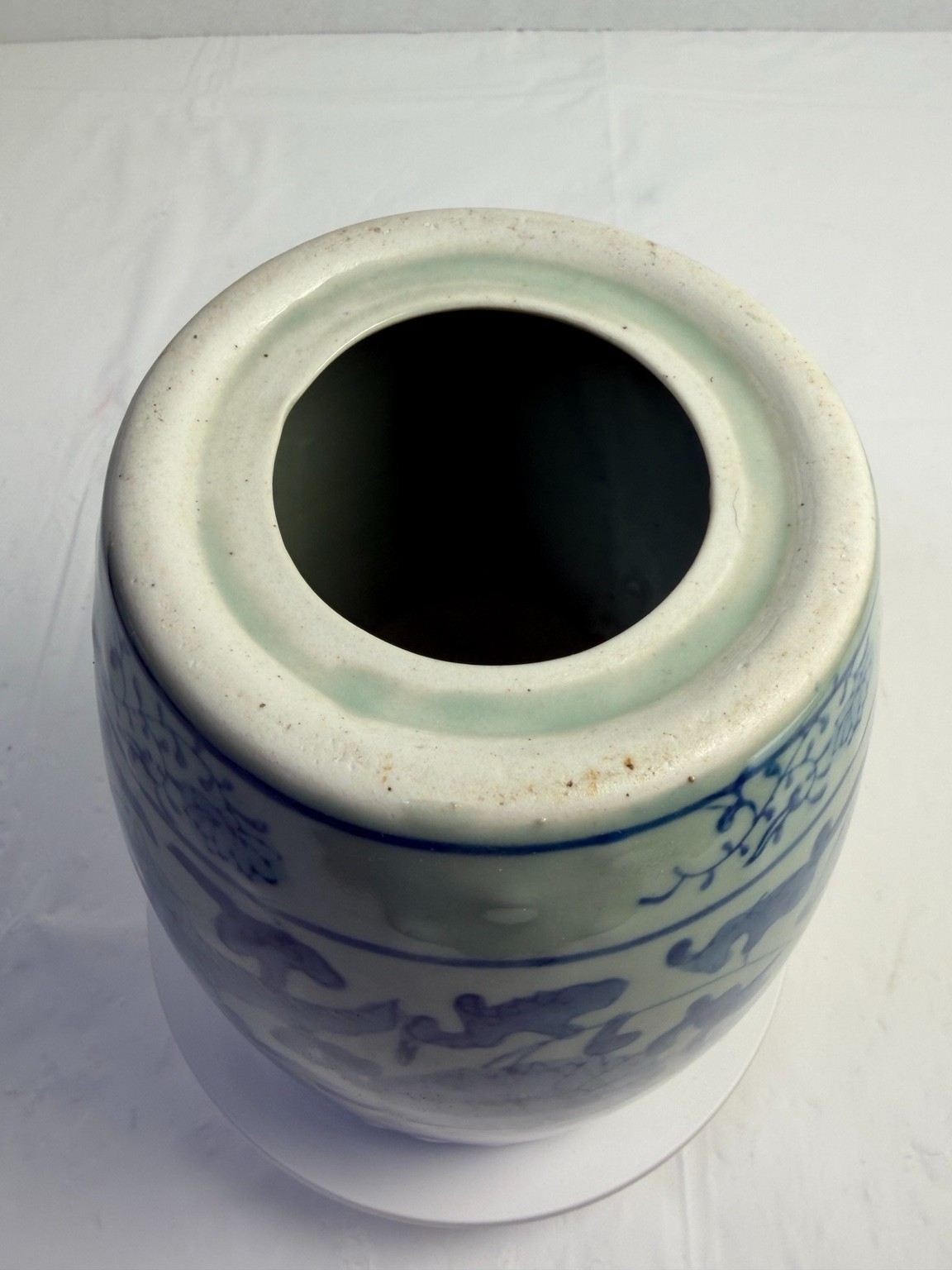 Vintage Chinese Style Blue White Porcelain Cricket Cage Pierced Top 6″