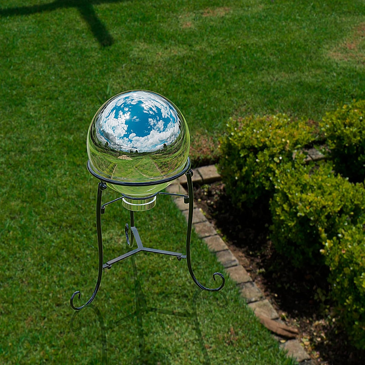 10″ Tall Gazing Ball Stand for 8-10 Inch Balls, Black Metal Gazing Globe Display