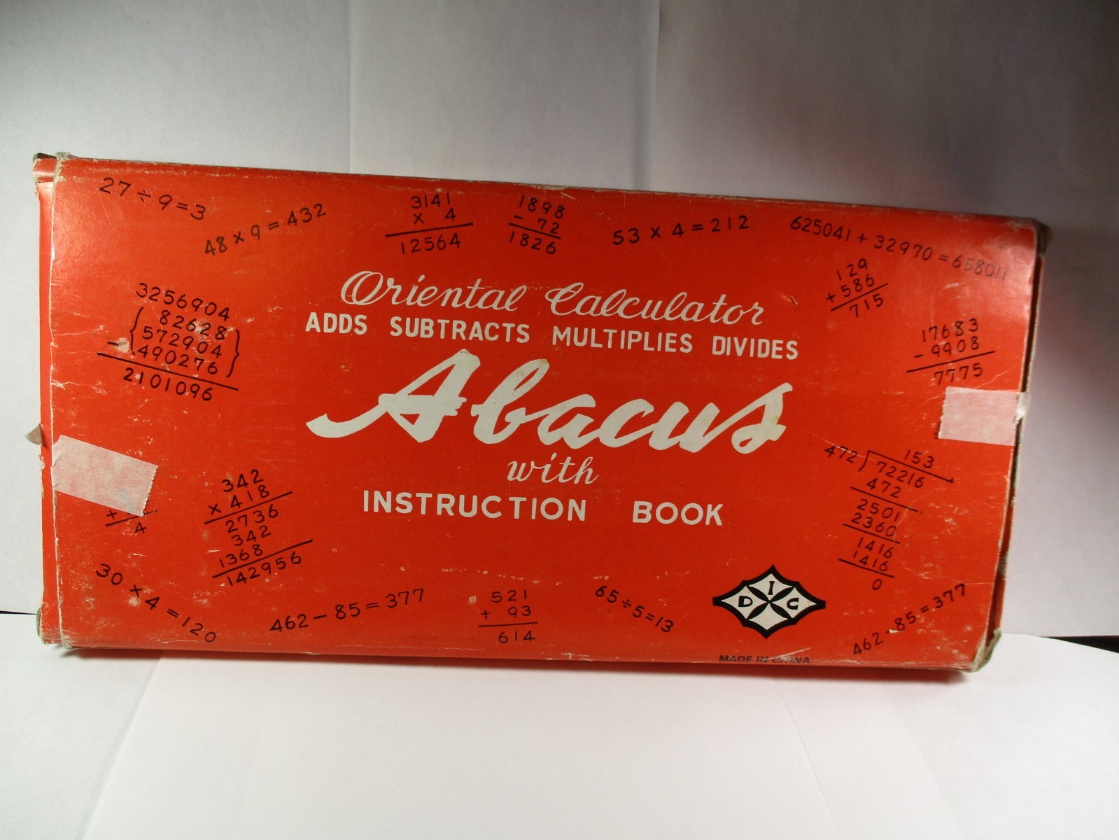 Vintage 1980’s Lotus Flower Chinese Dark Wood Abacus 91 Beads in box with manual