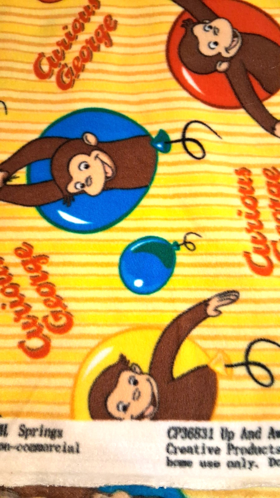 HMH Springs Group Universal Studios Up and Away Curious George Fleece 2 Yards