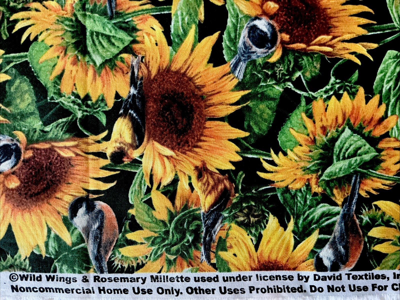 2 Yd 12” x 44” Birds & Sunflowers Wild Wings & Rosemary Millette Fall Fabric