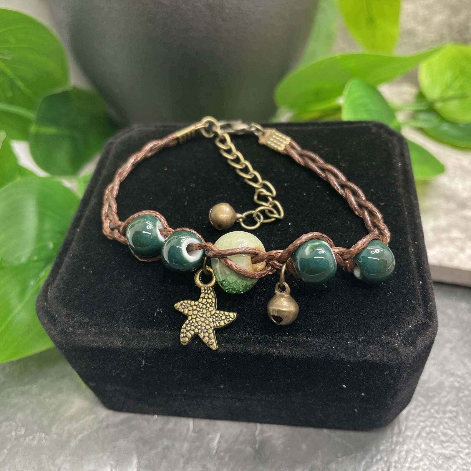 Charm Beaded Braided Bracelet Stackable 6.5 & Adjustable Tie New Free Ship A1448