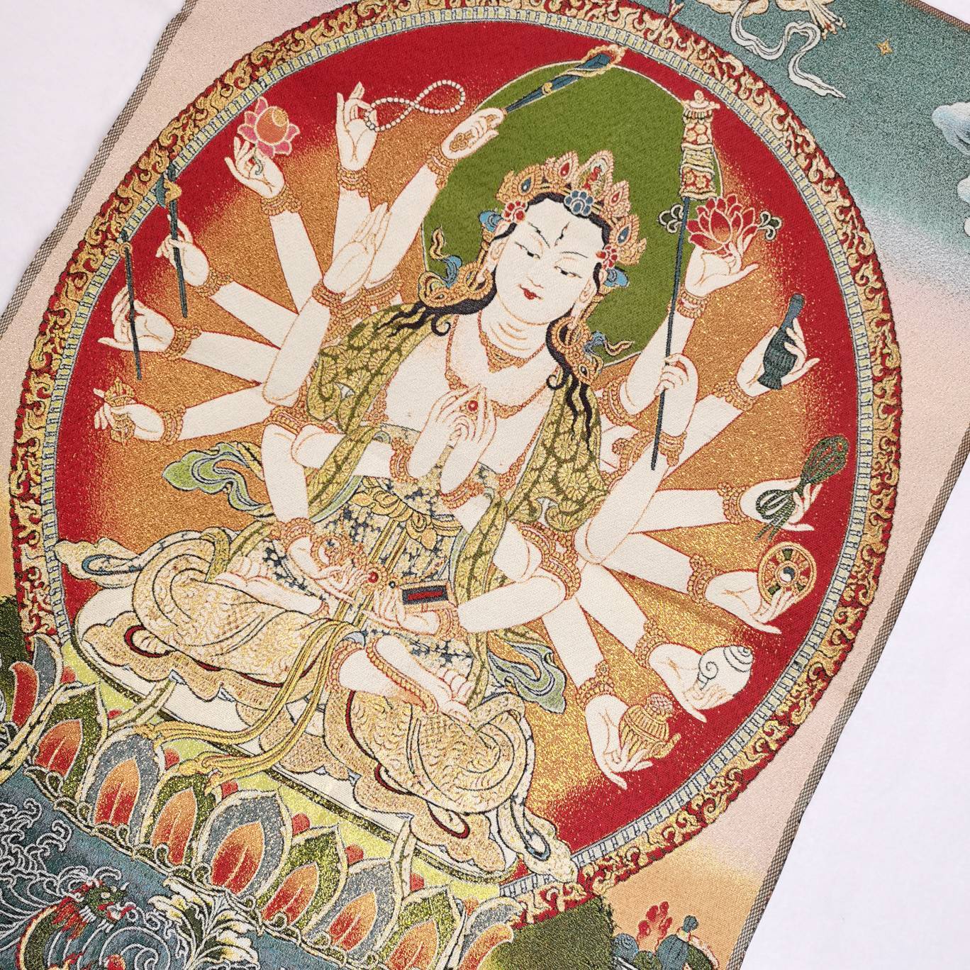 36″ Tibet Tibetan Cloth Silk 1000 Arms Guanyin Bodhisattva Tangka Thangka Mural1