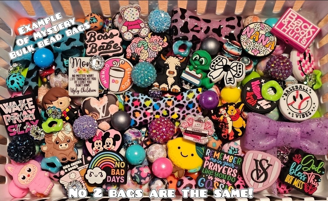 Bulk Acrylic Silicone Bead Mix Loose Multicolor Assorted Shapes DIY Mystery Bags