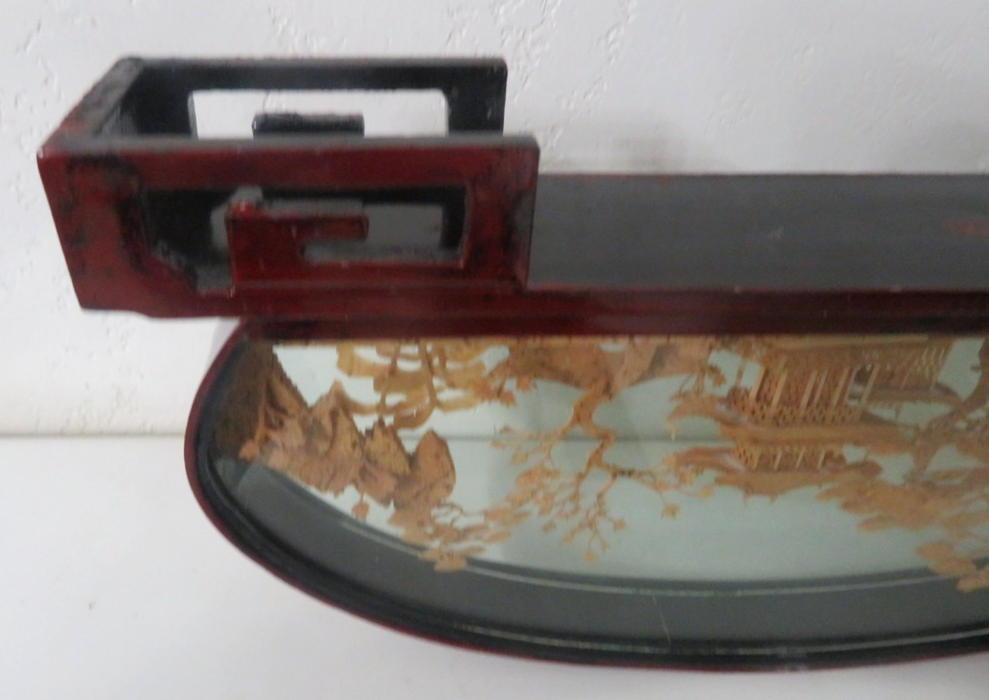 Vintage Chinese Cork Hand Carved Diorama-Pagoda/Trees/Cranes 19” X 11”