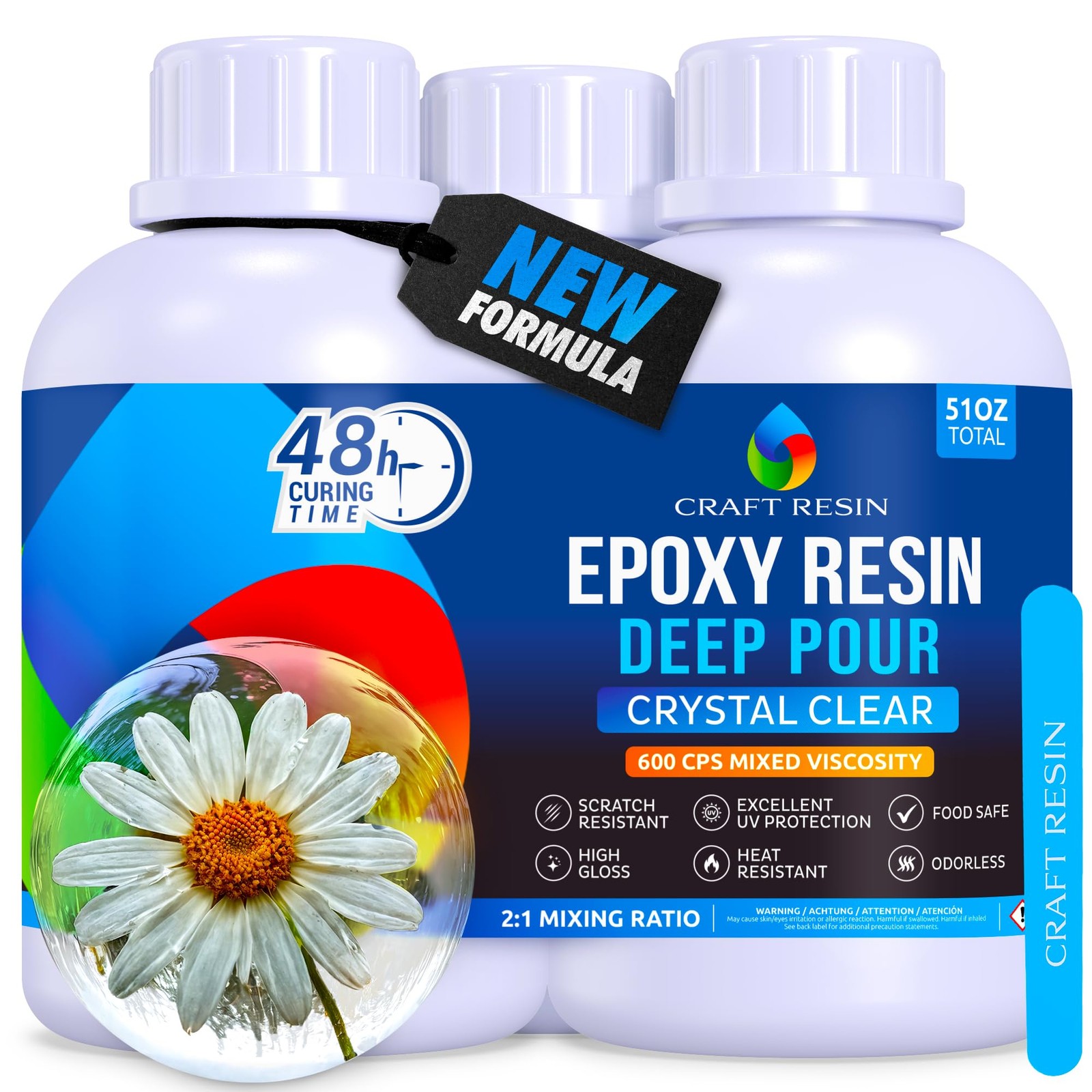 51 Oz Crystal Clear Deep Pour Epoxy Resin Kit – Food Safe & UV Resistant Best…
