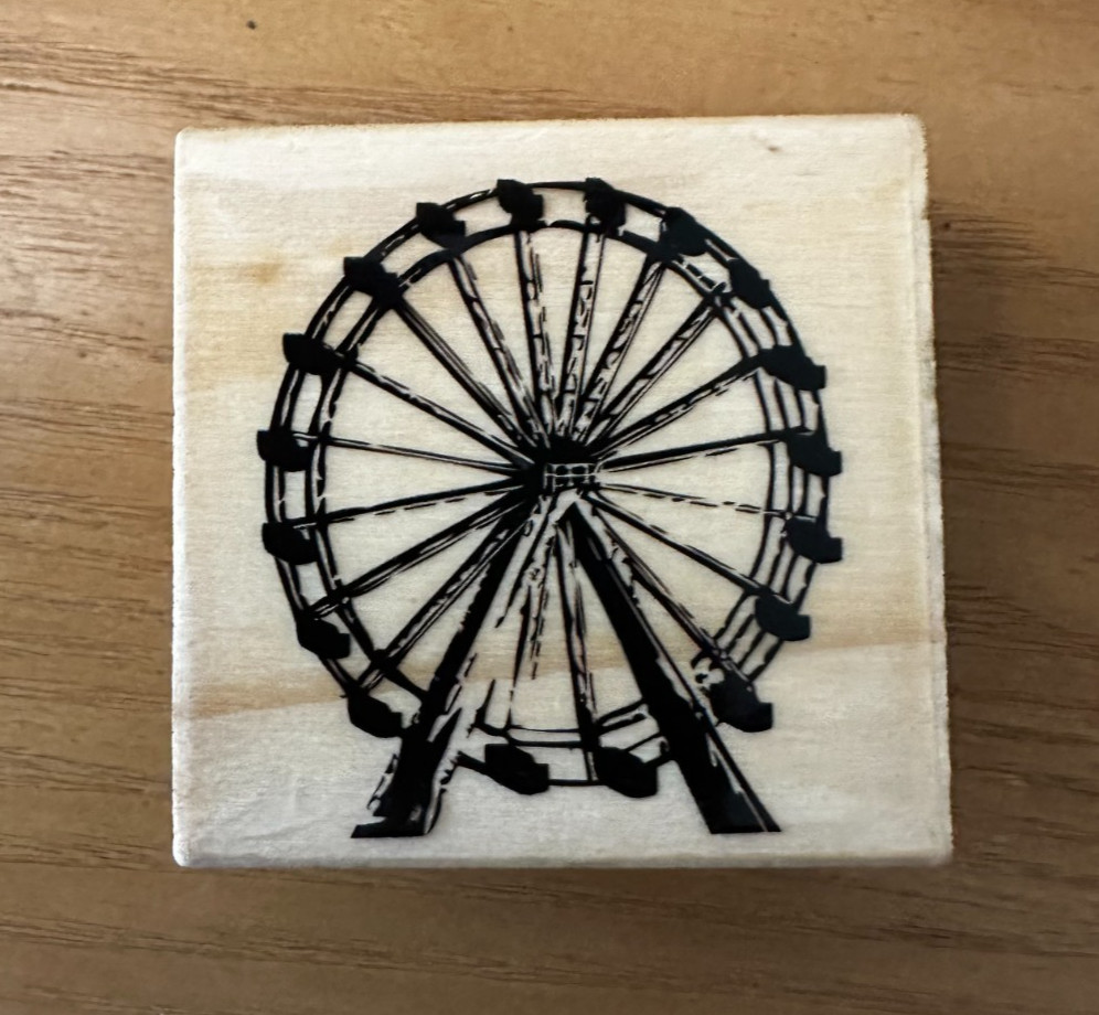 FERRIS WHEEL Mounted Rubber Stamp, Amusement Park Carnival Ride Paris Circus Fun