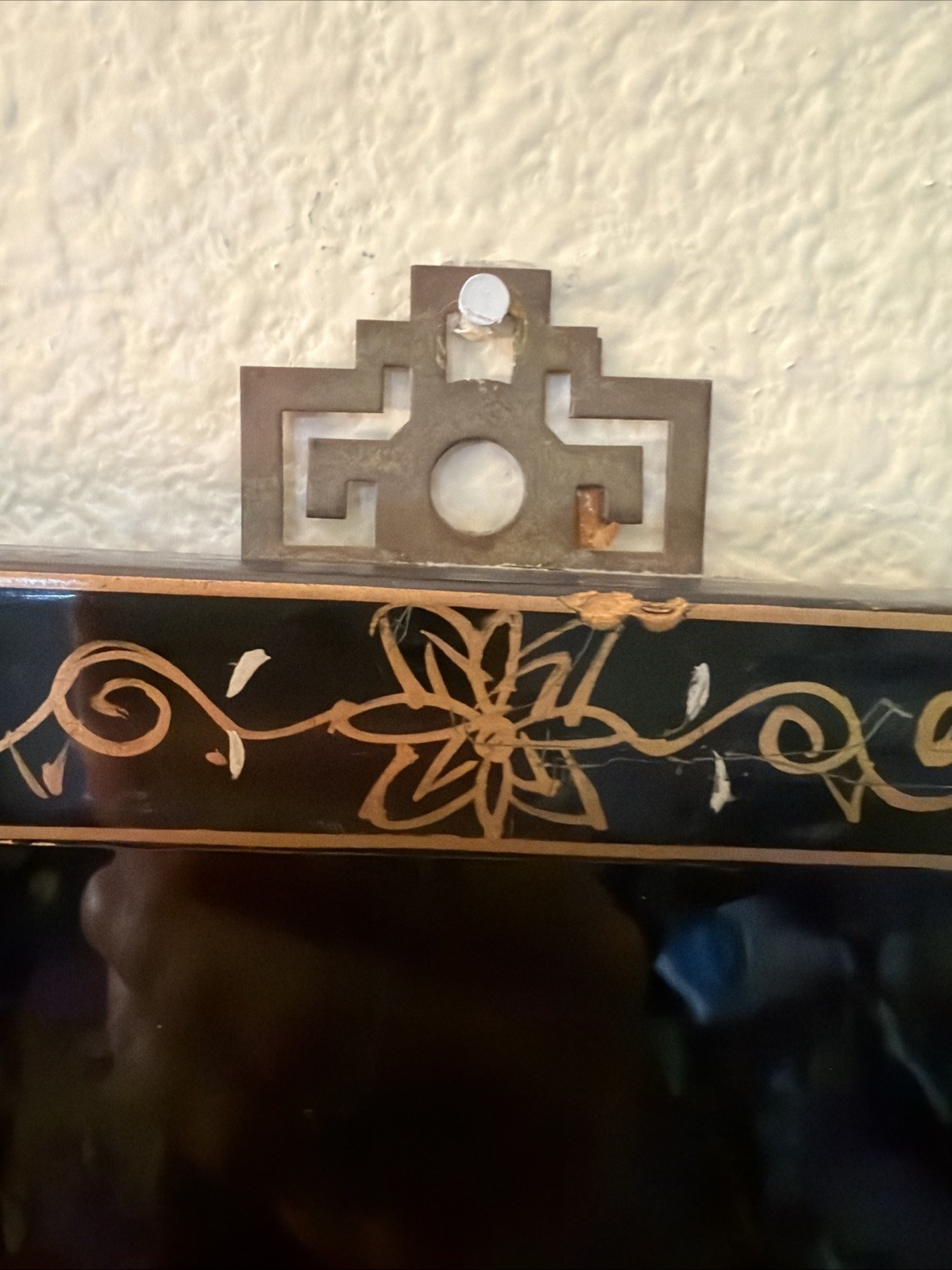 VTG 50’s Chinese Panel Carved Mother of Pearl Birds Crane Tree Black Lacquered