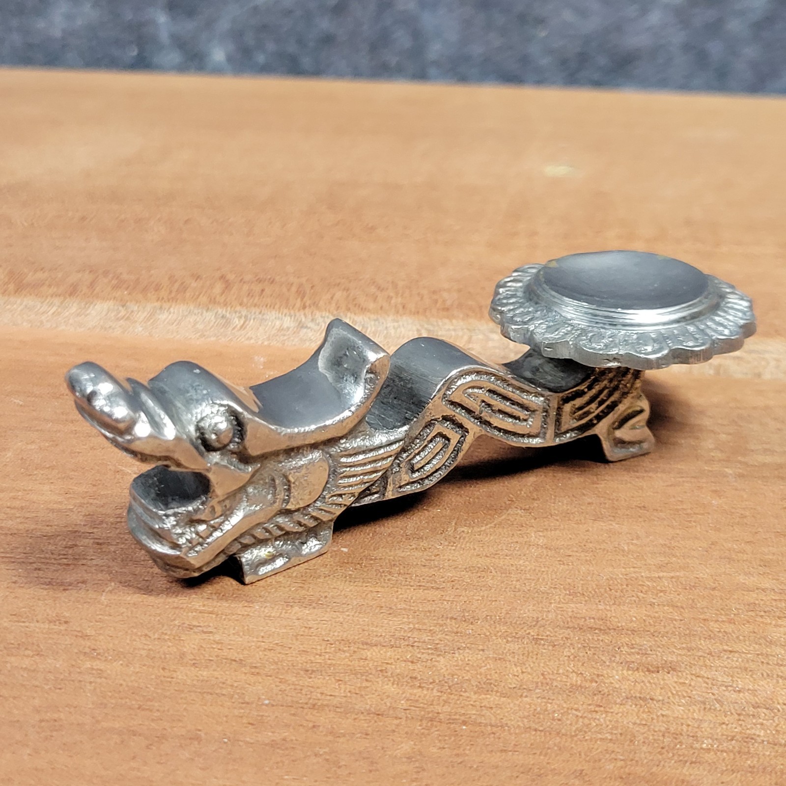 Vintage Chinese Dragon Chopstick And Spoon Rest Plated Bronze 3.75″ Long