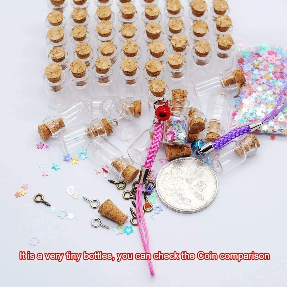 60 Pcs 0.5ml Mini Small Bottles Vials Clear Glass Bottles Tiny Jars with Cork…
