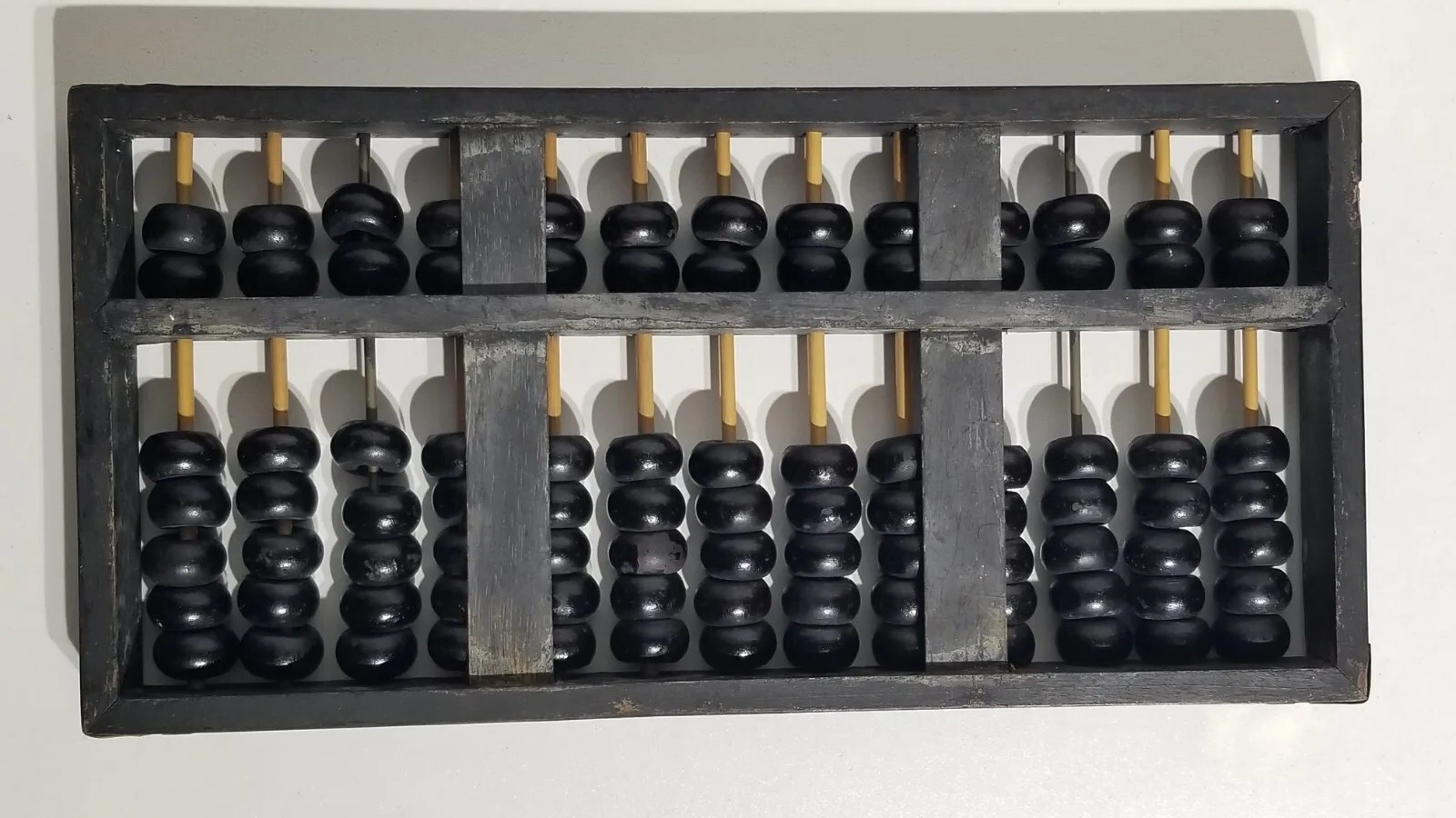 Vintage Mid Century Lotus Flower Wood & Brass Abacus People’s Republic Of China