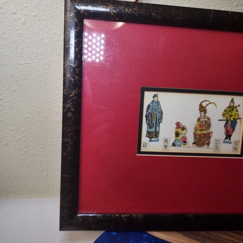 Vintage Chinese Chefoo Paper Cut-Outs of Actors – 1930s Framed Folk-Art