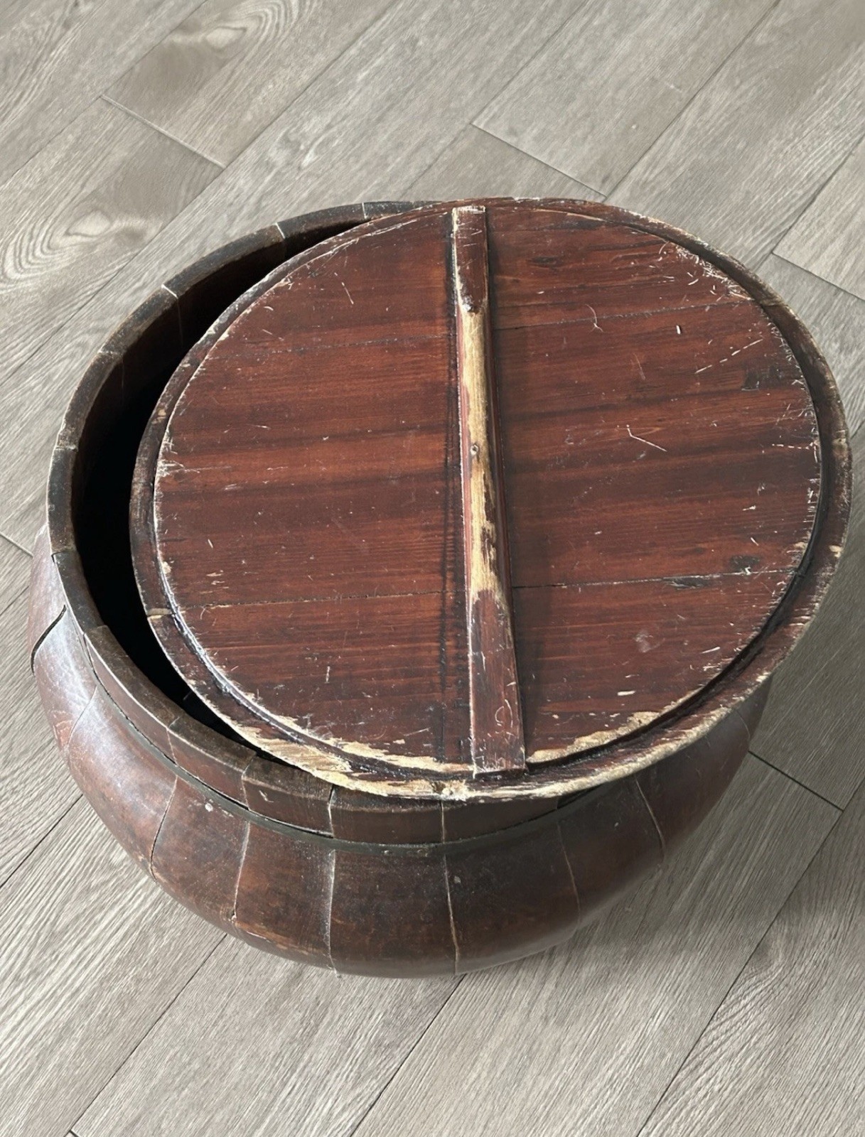 Antique Chinese Wood Rice Barrel Solid Wood