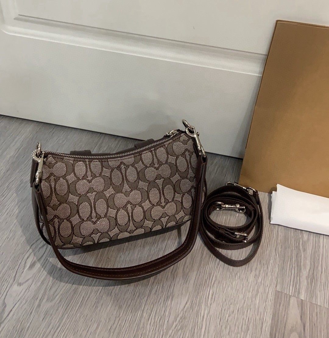 Ashton Bag In Signature Jacquard Silver/Oak/Maple