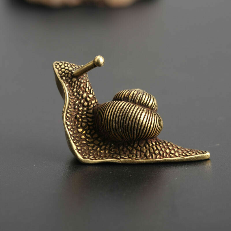 Chinese old Collectible Bronze snail Tea spoon Pendants statue