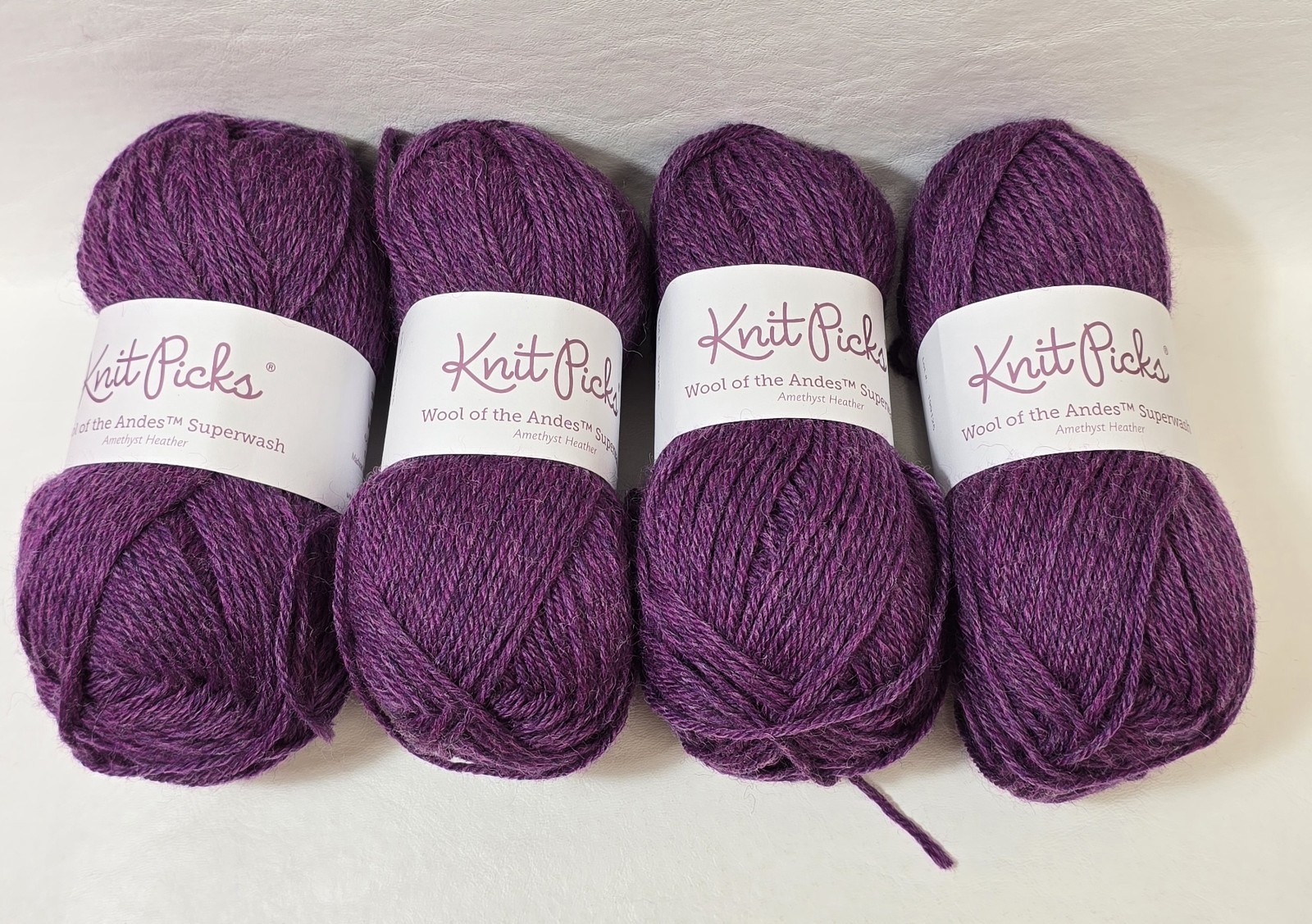 4 Amethyst Heather Twist Knit Picks Wool Of The Andes Yarn Peru Wool Worsted 50g