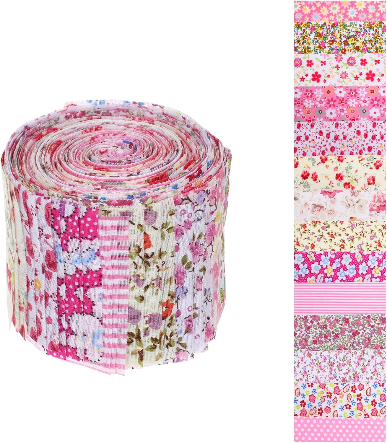 42Pcs Jelly Roll Fabric Strips Soft Cotton Quilting Fabric 2.5 X 20 Inch